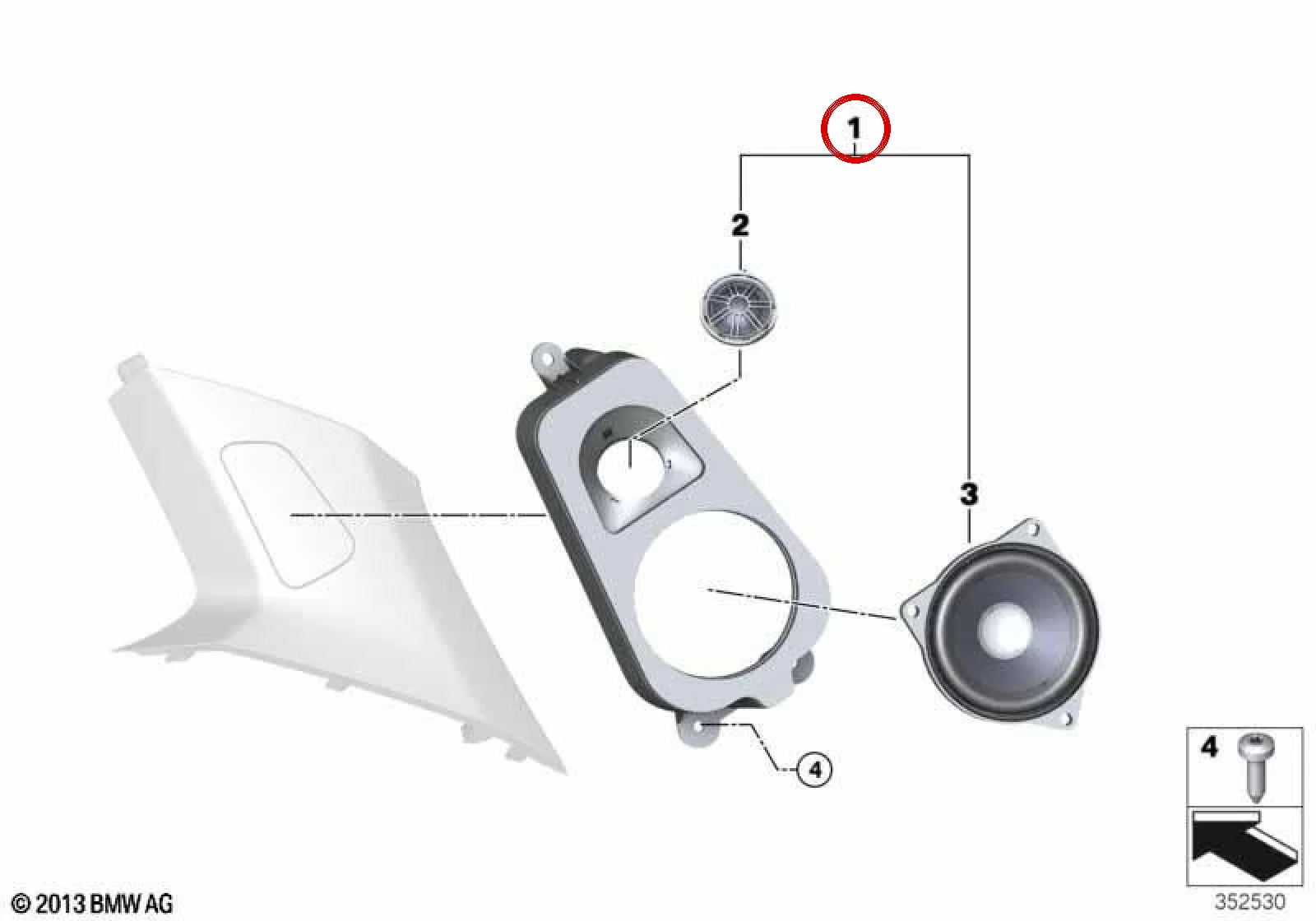 BMW X6 F16 F86 D Direği Hoparlör Tutucusu 65139280455