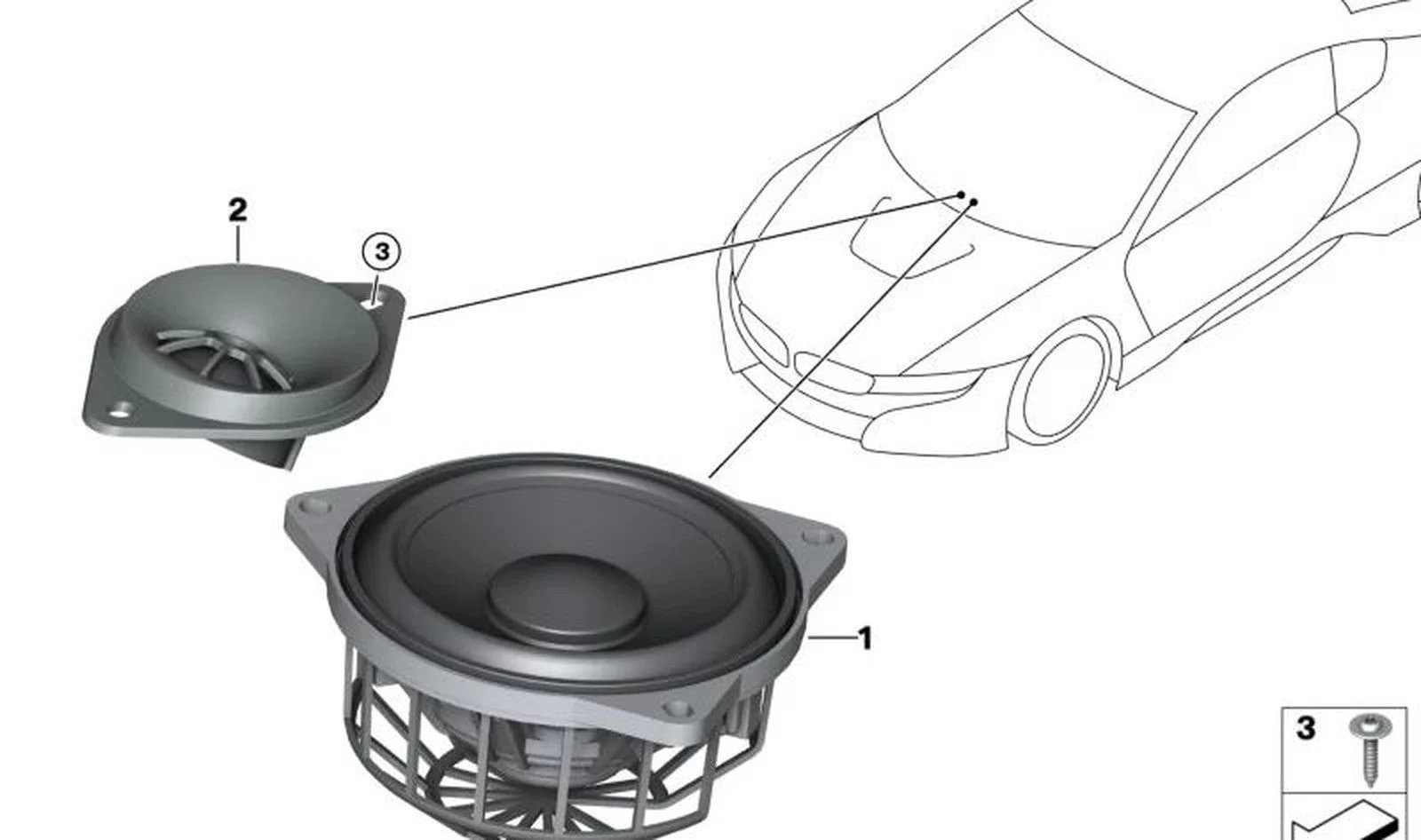 BMW F20 F21 F22 R60… Stereo HiFi Orta Ses Hoparlörü 65139804157