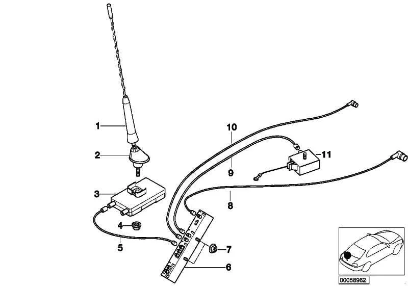 BMW E46 E85 E86 Kısa Anten Çubuğu 65206902689