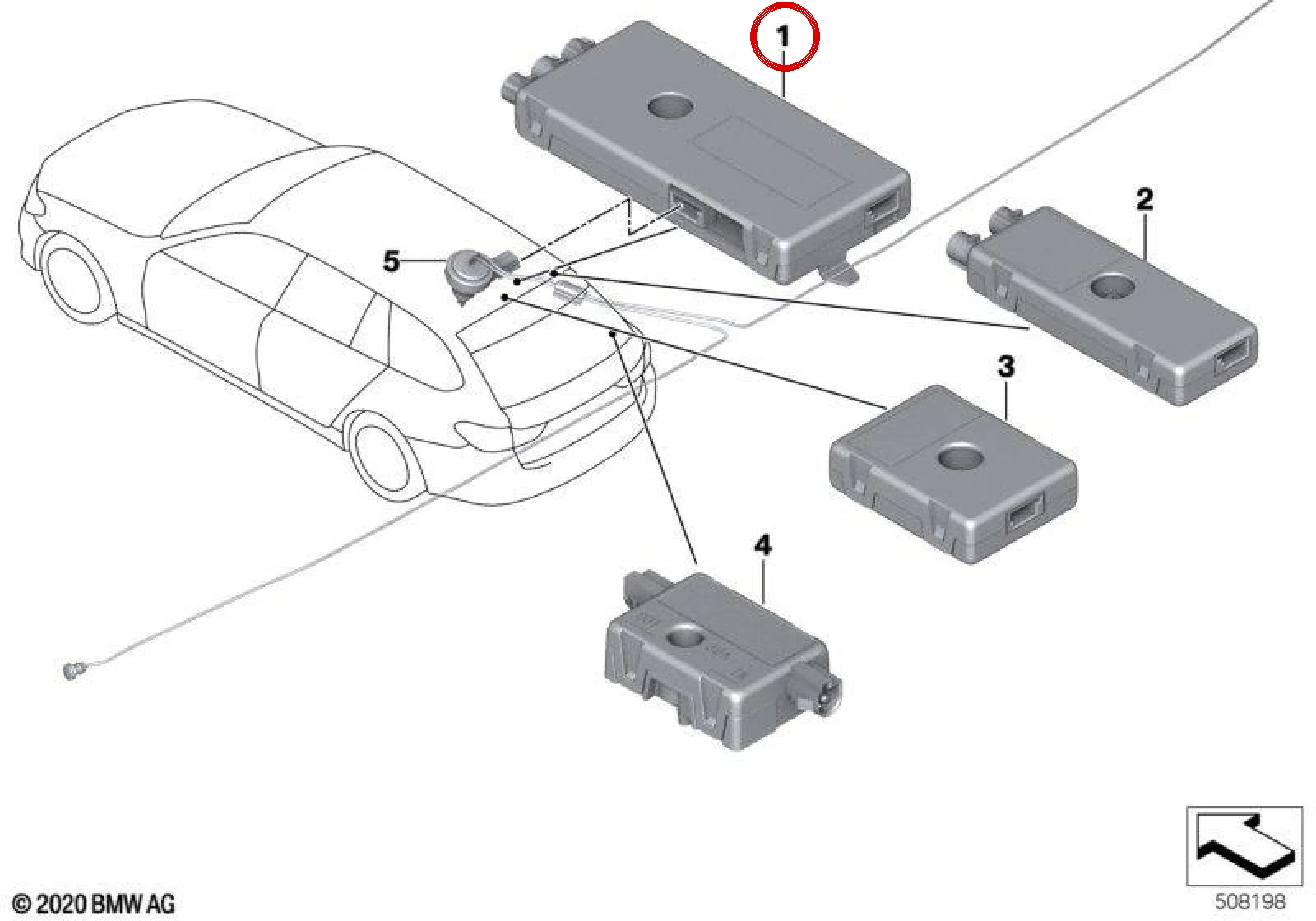 BMW 5 Serisi G30 G31 Anten Diversity Amplifikatörü 65208735959