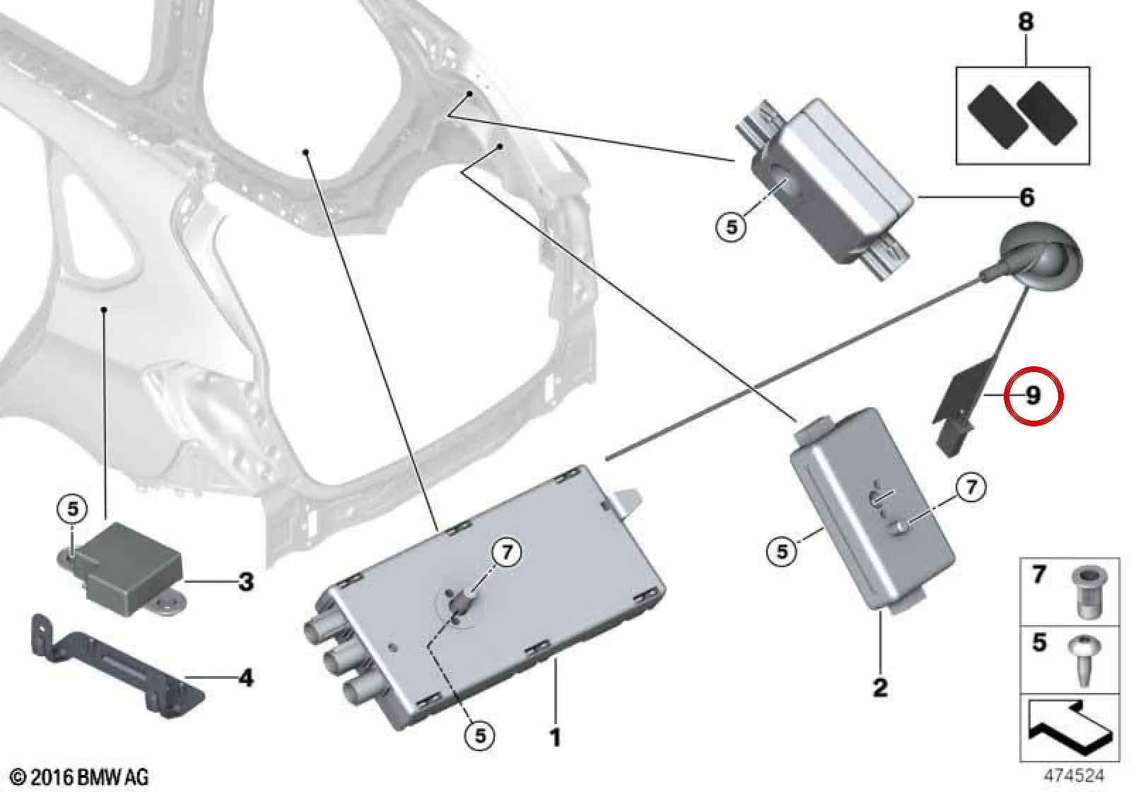 BMW F39 F48 AM Anteni 65209286365