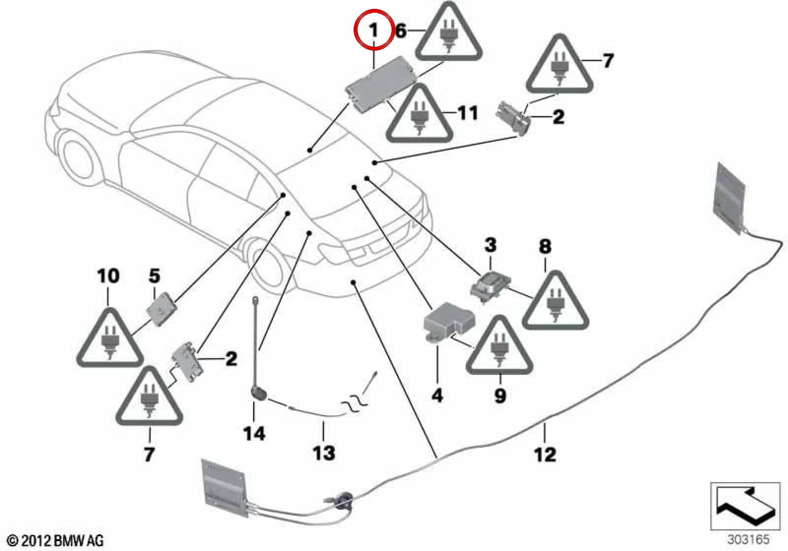 BMW F01 F02 F10 Diversity Anten Amplifikatörü 434 MHz 65209346798