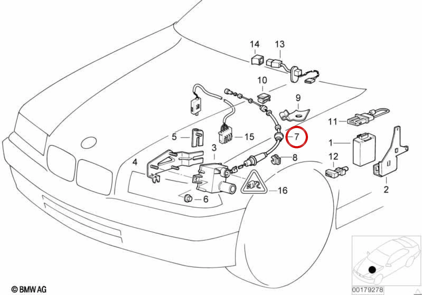 BMW 3 Serisi E36 Hız Sabitleyici Bowden Kablosu 65718380075