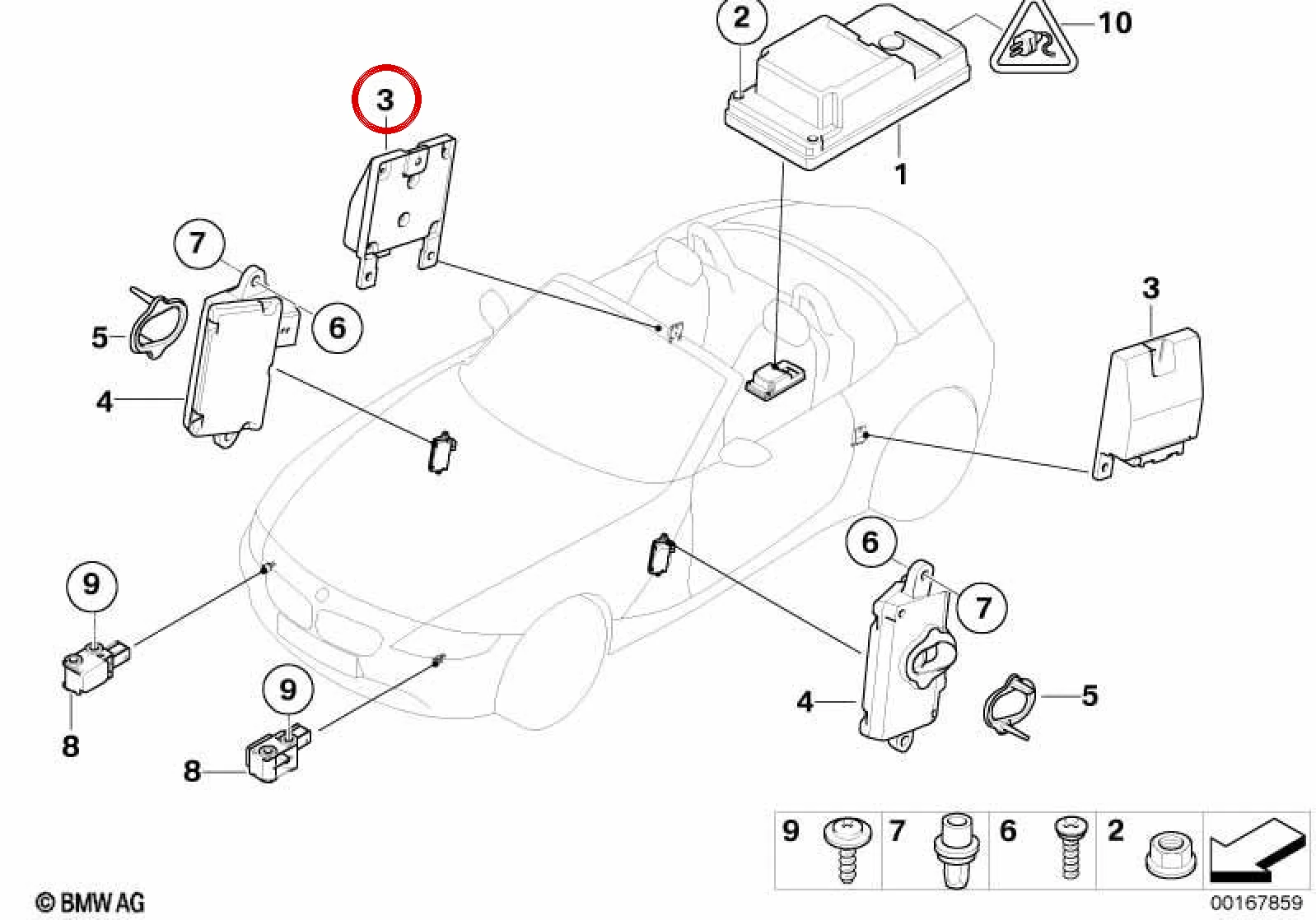 BMW Z4 E85 Sağ B Direği Sensörü 65776948088