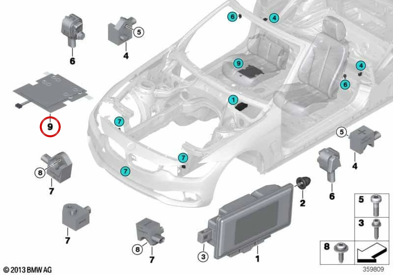 BMW F06 F12 F13 F33 Yolcu Koltuğu Doluluk Sensörü 65779354628