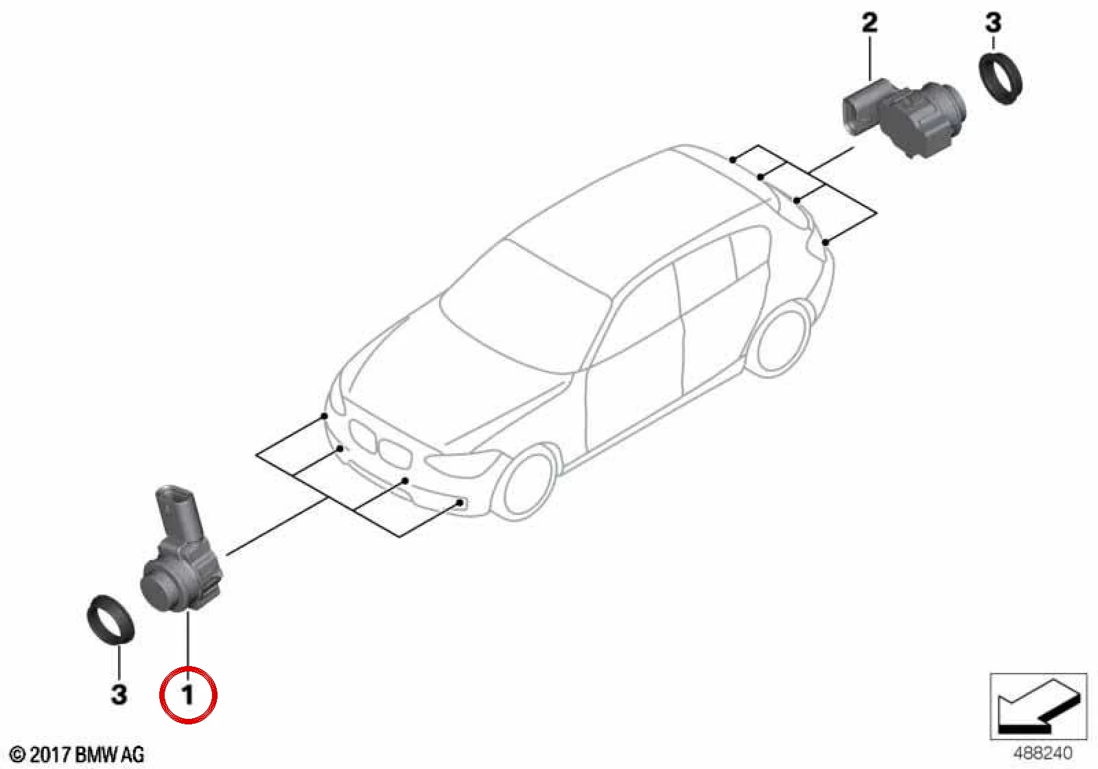 BMW F30 F31 F32 F33… PDC Park Sensörü Sparkling Kahve 66209288224