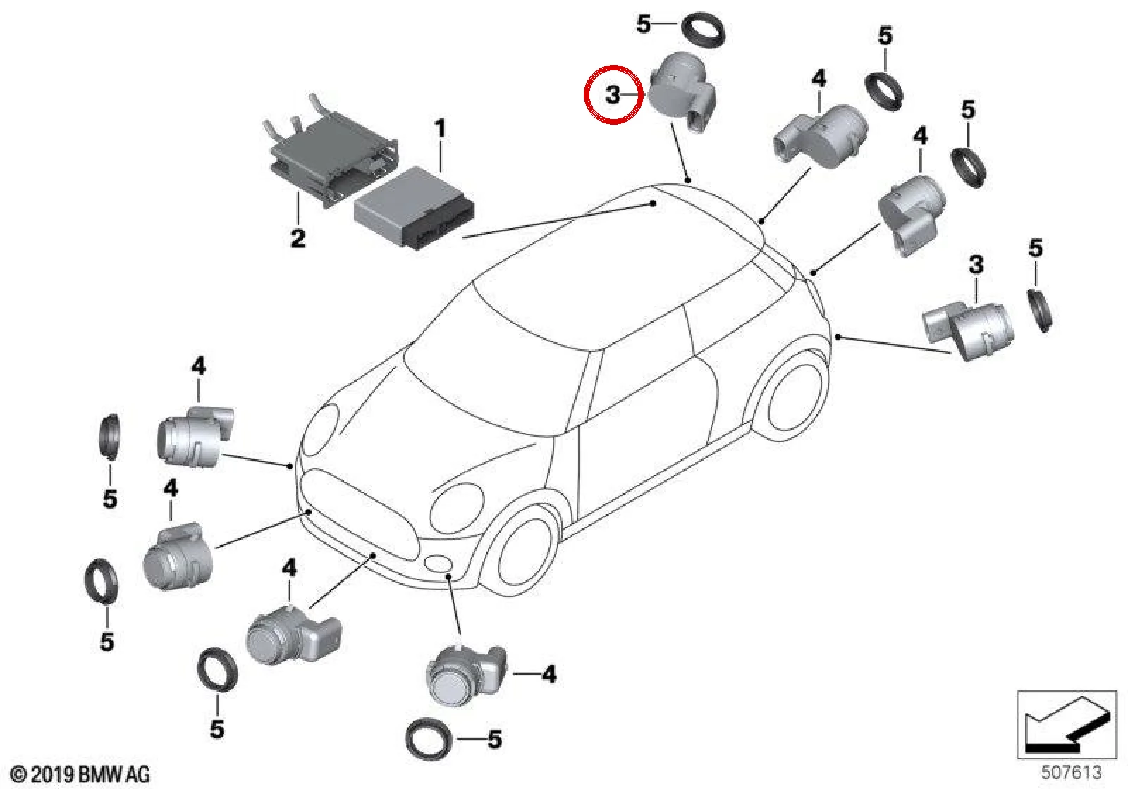 BMW F54 F55 F56 F57… PDC Sensörü Moonwalk Gri 66209302467