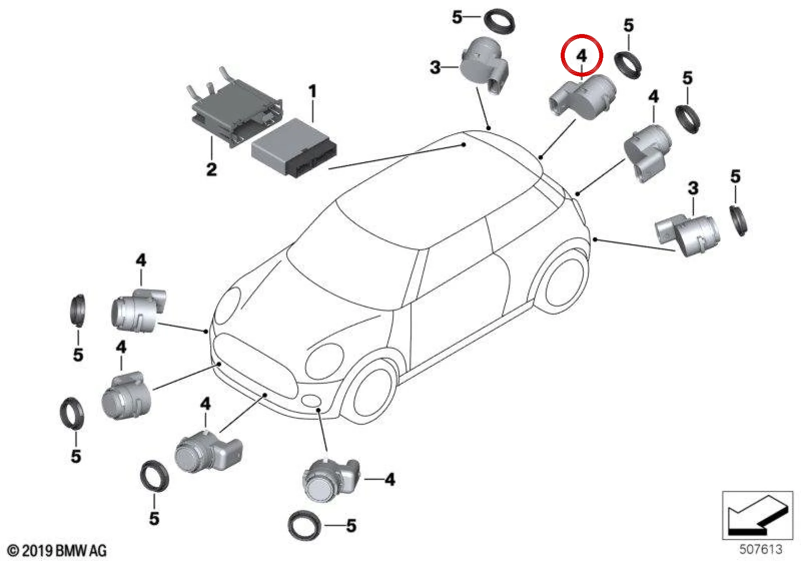 BMW MINI F54 F55 F56 F57 Melting Gümüş Metalik Park Sensörü 66209359607