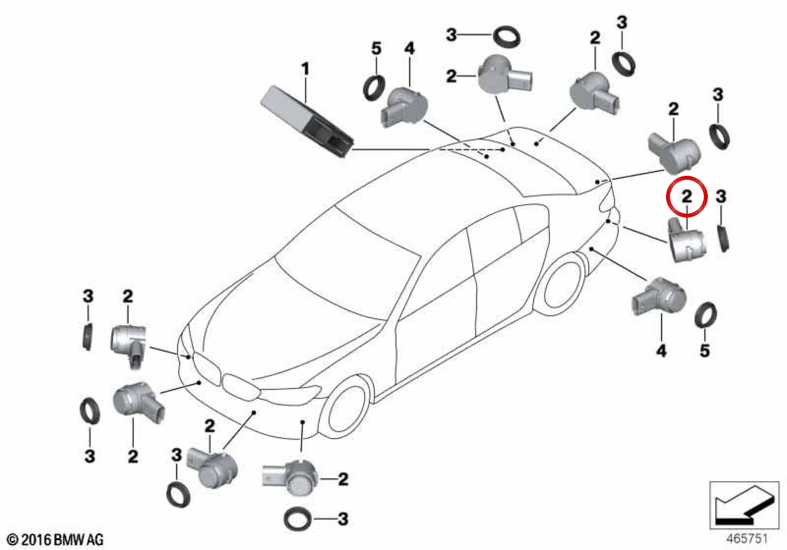 BMW F90 G30 G31 G32 Almandin Kahverengi PDC Sensörü 66209459578