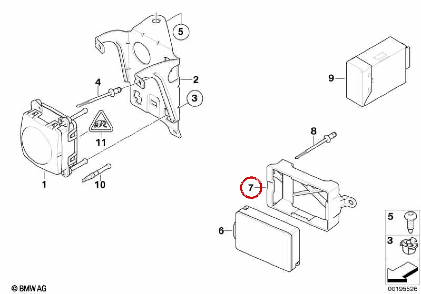BMW 6 Serisi E63 E64 SRR Kısa Menzilli Radar Braketi 66316777309