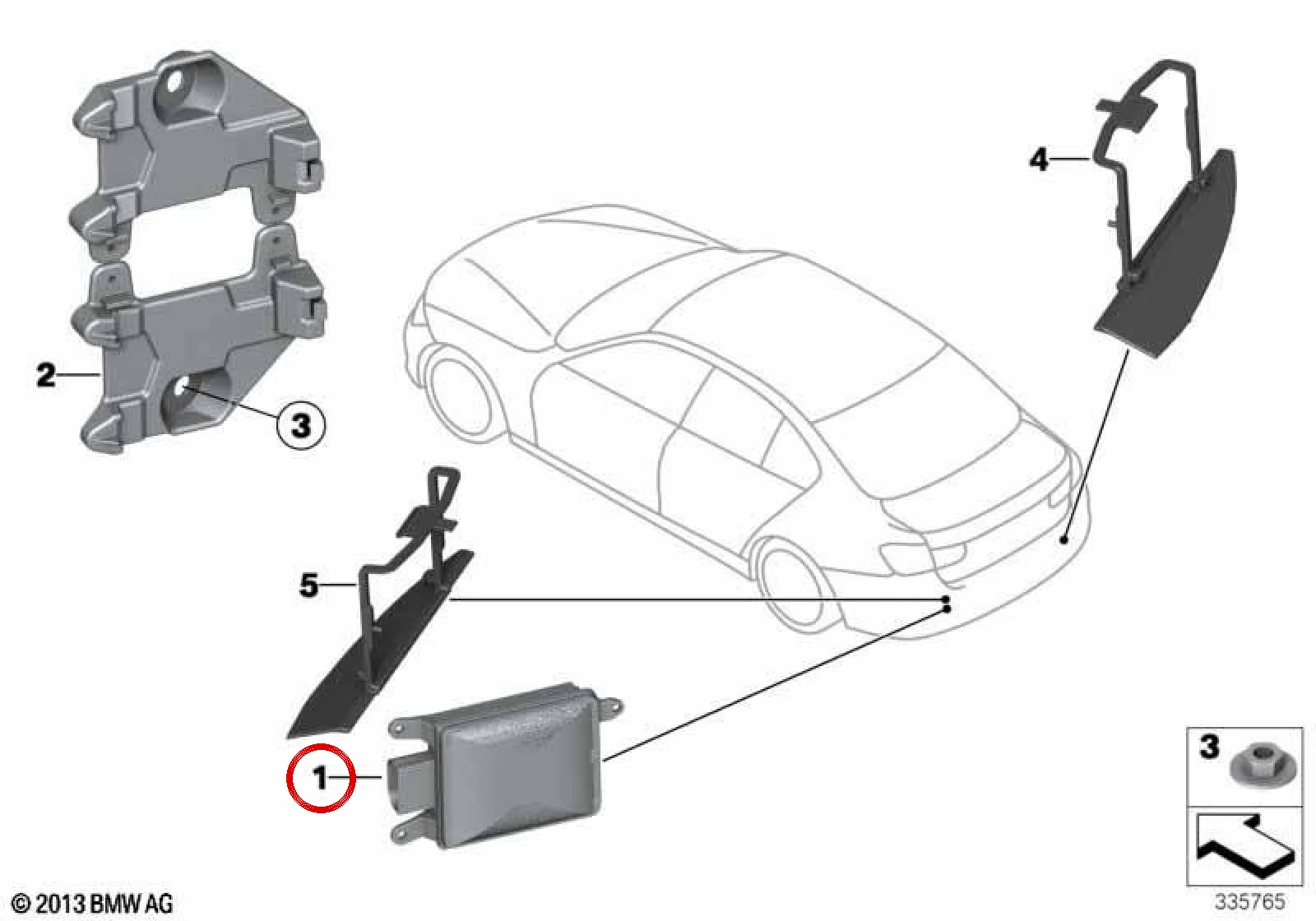 BMW F30 F31 F32 F33… Sağ Kör Nokta Radar Sensörü 66326885935