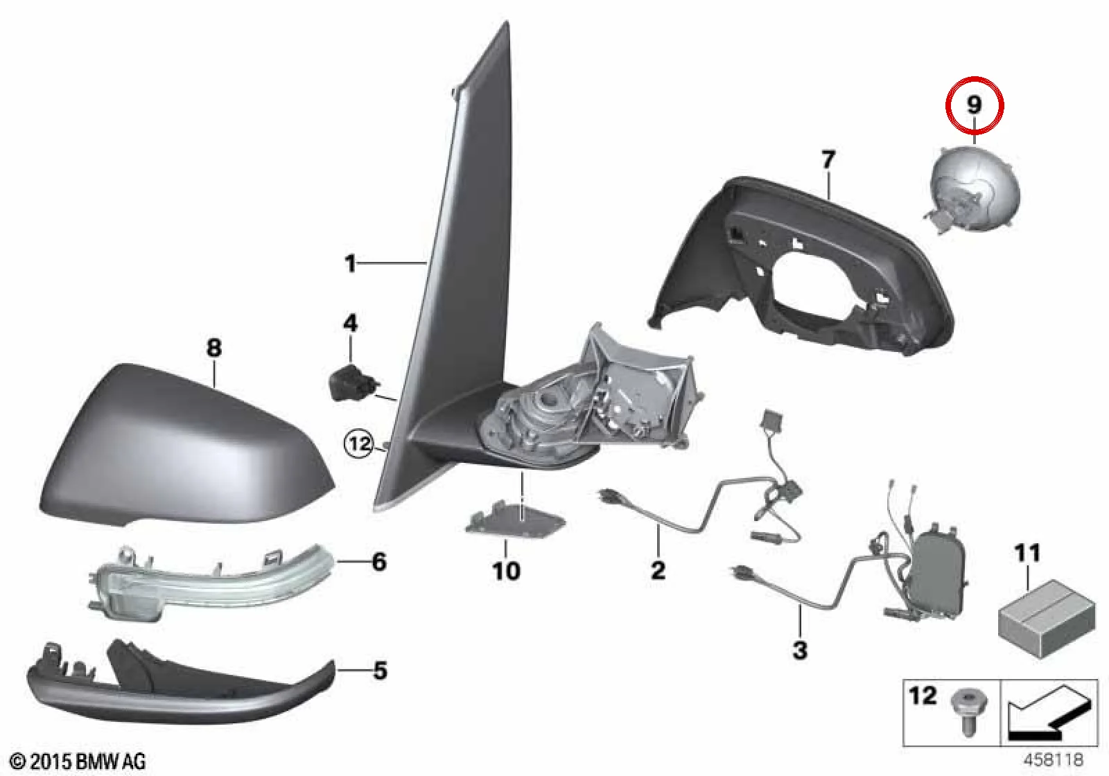 BMW F45 F46 F48 F49… Hafızalı Ayna Cam Ayar Motoru 67137383313
