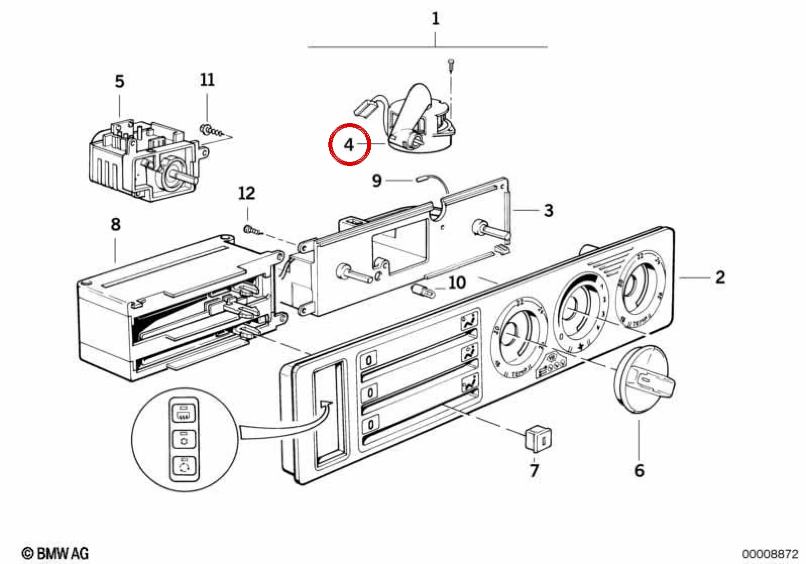 BMW E34 E38 E39 E53 İç Ortam Sıcaklık Sensörü 67328361479