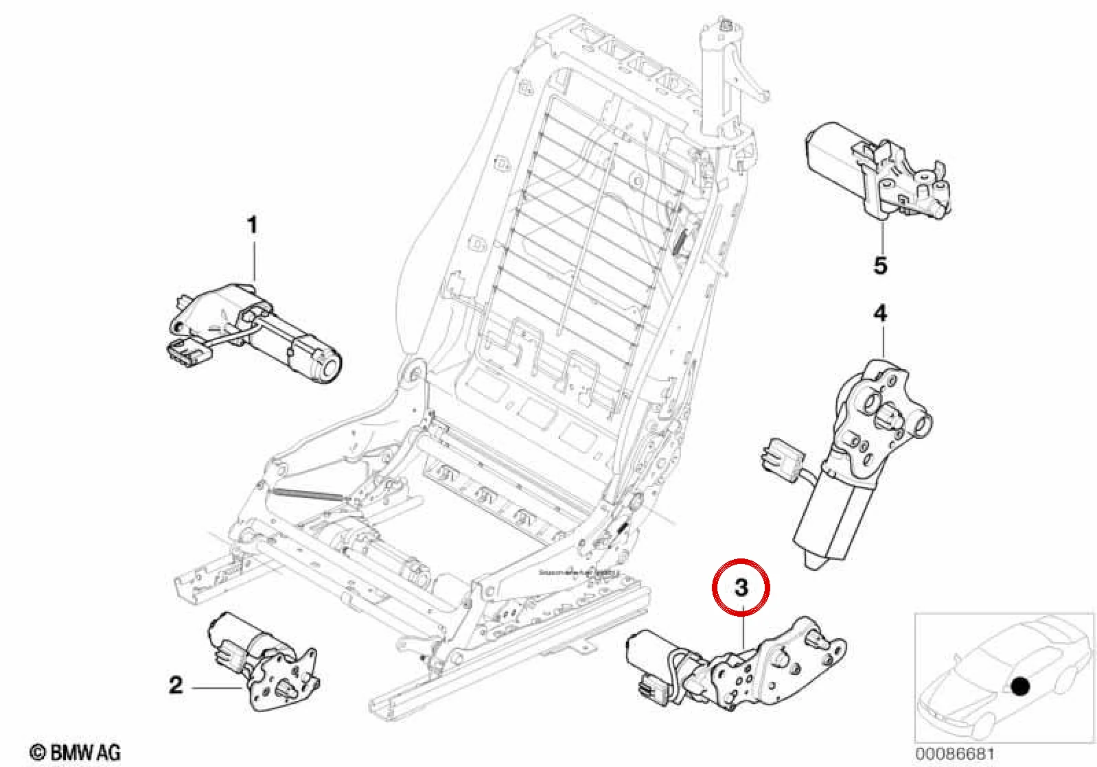 BMW E46 E63 E64 Hafızalı Sol Koltuk Yükseklik Ayar Motoru 67667011737