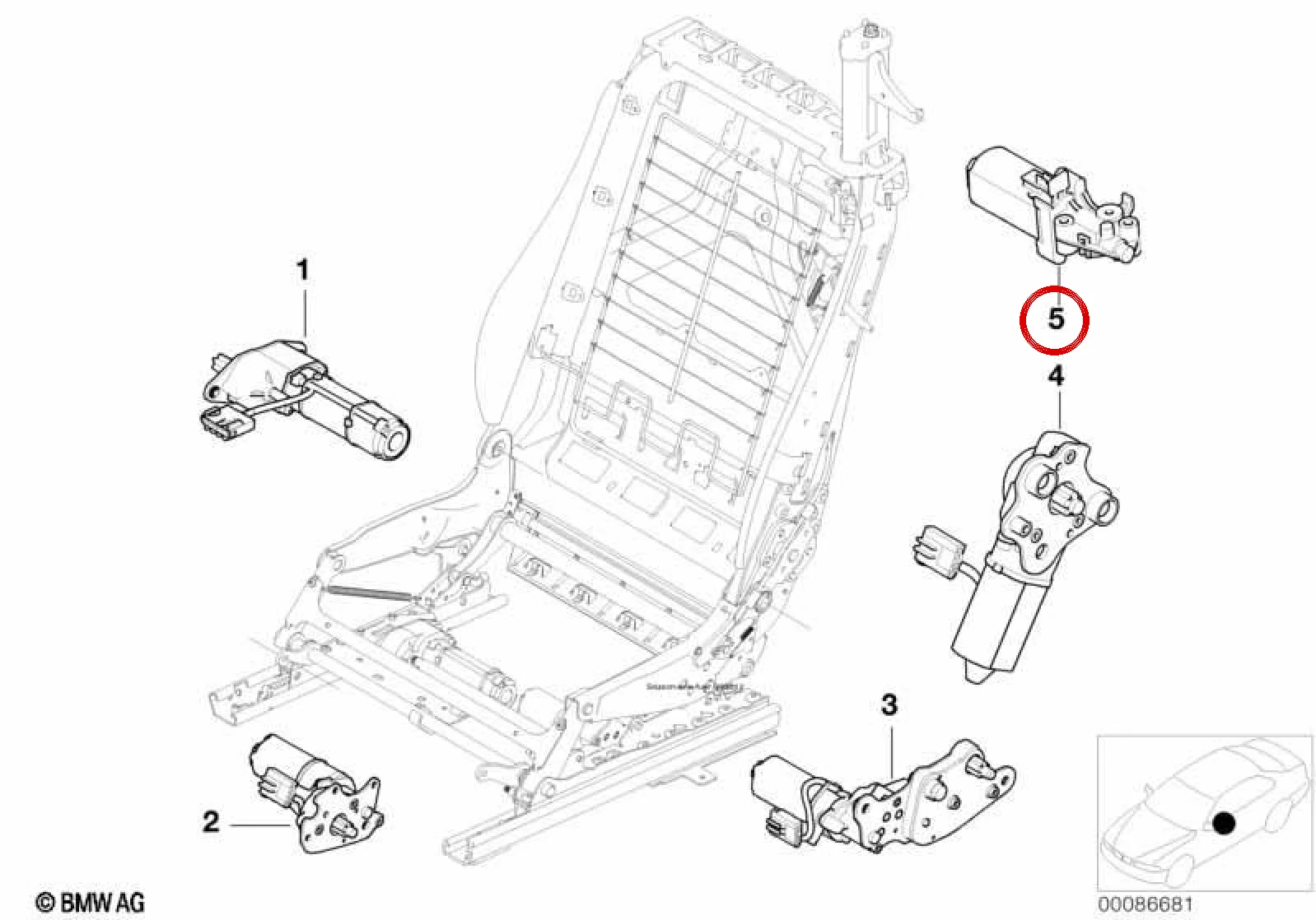 BMW E46 E64 E93 Sol Koltuk Başlığı Ayar Motoru 67668267405