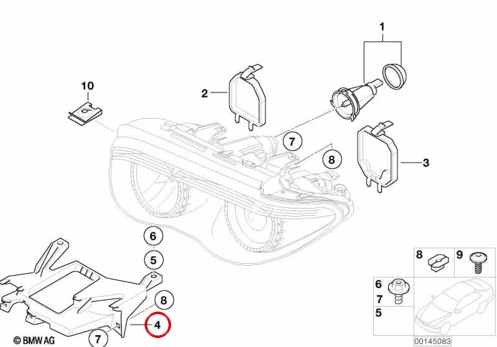 BMW 7 Serisi E65 Far Alt Ayağı Sol 63117162089