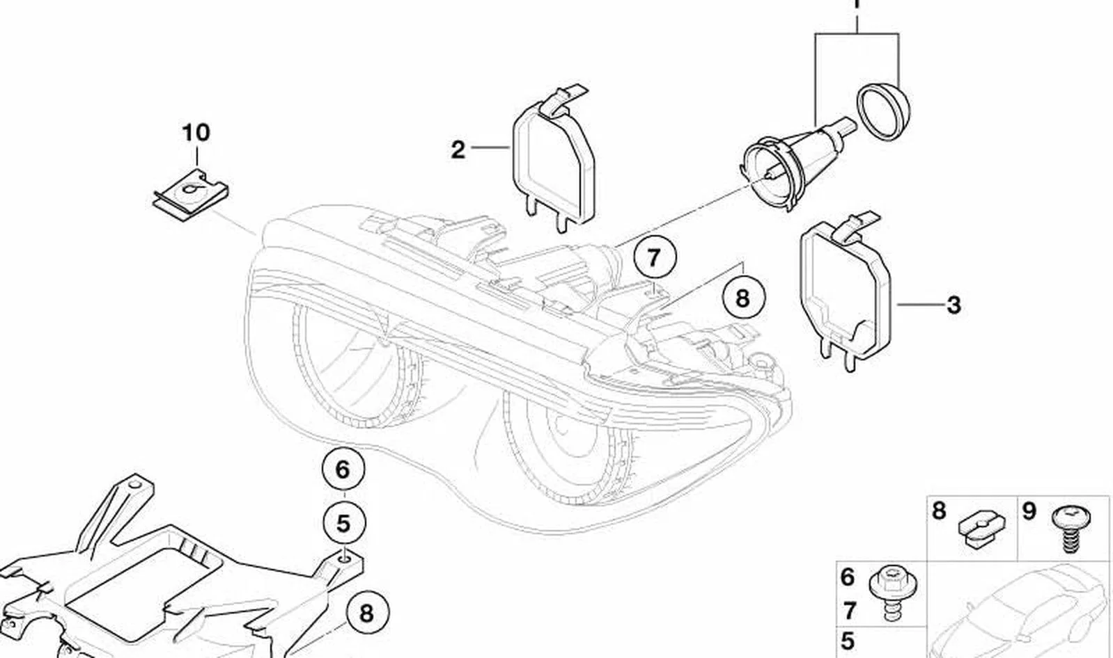 BMW 7 Serisi E65 Far Alt Bakaliti Sağ 63126917316