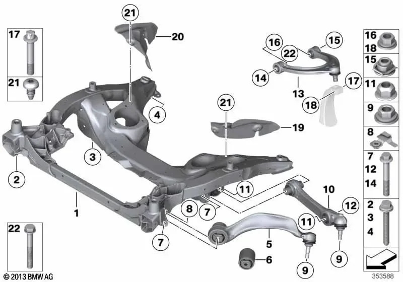 BMW 7 Serisi F01 F02 Ön Alt Salıncak Sol 31126798107