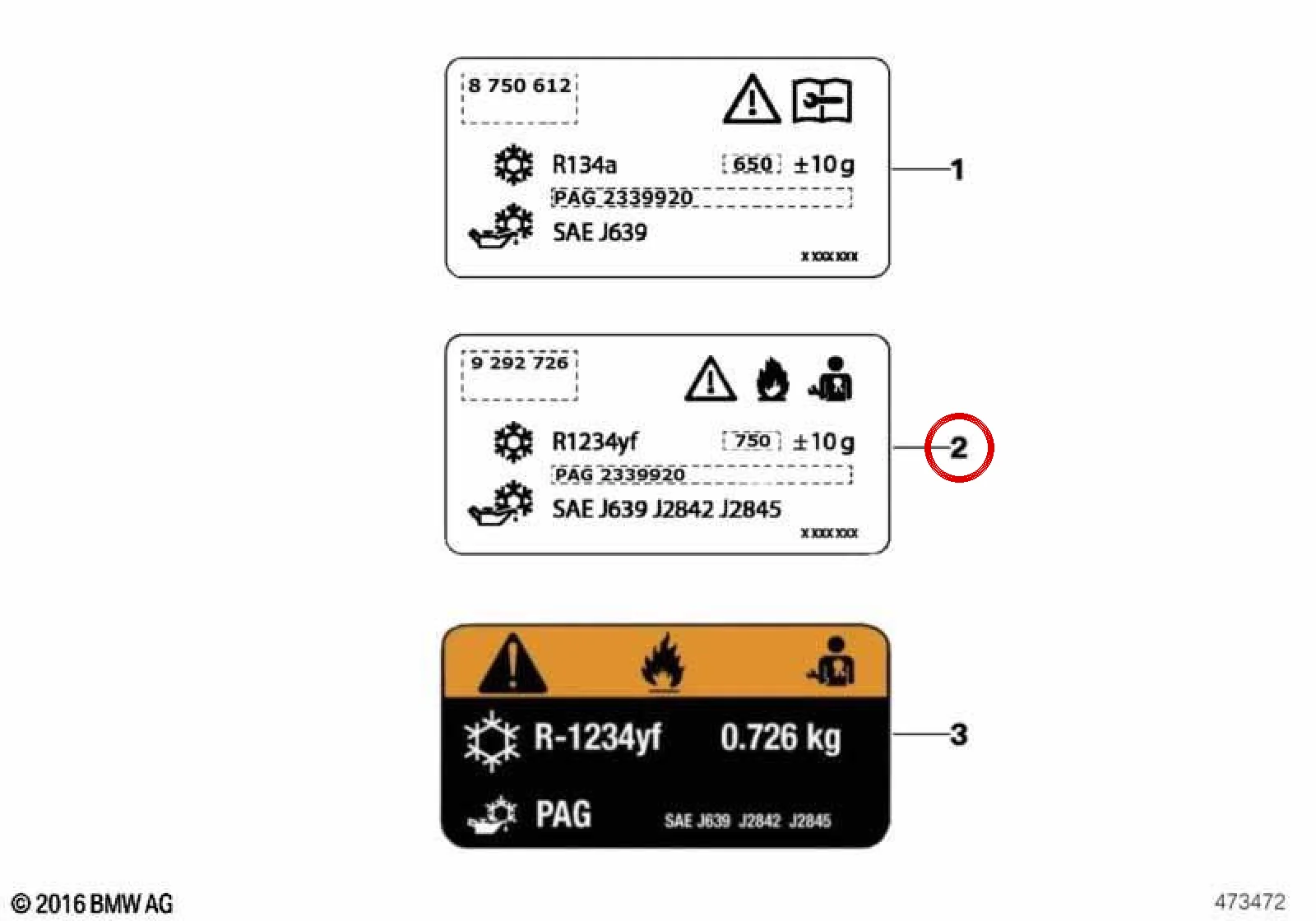BMW MINI F54 F55 F56 F57 Soğutucu Gaz Etiketi R1234yf 480 g 71236995694