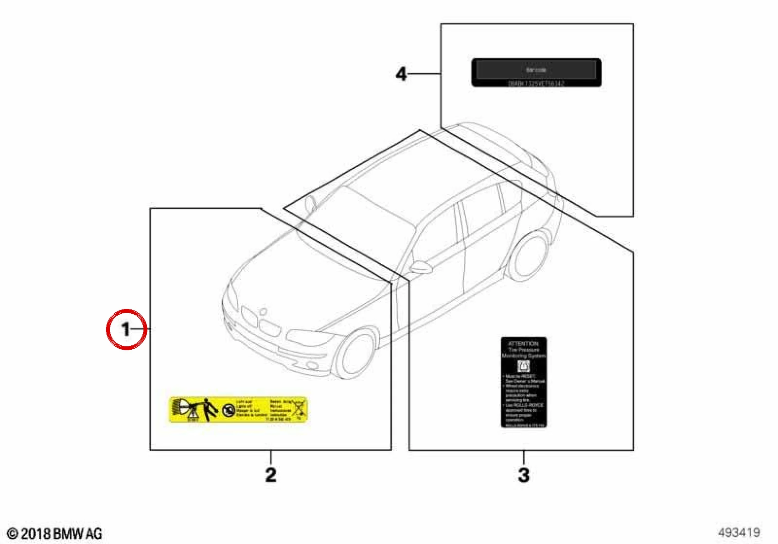 BMW F15 F30 G12 I01… Şarj Uyarı Etiketi 71239362906