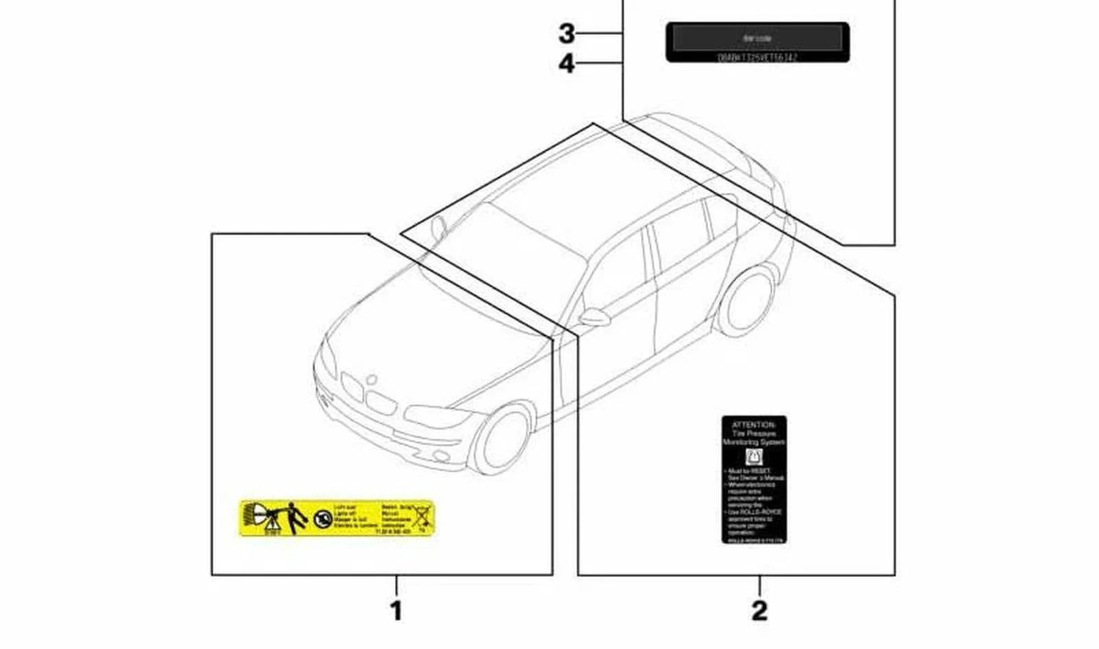 BMW E70 E71 F01 F07… Bagaj EMF Park Freni Uyarı Etiketi 71246874740