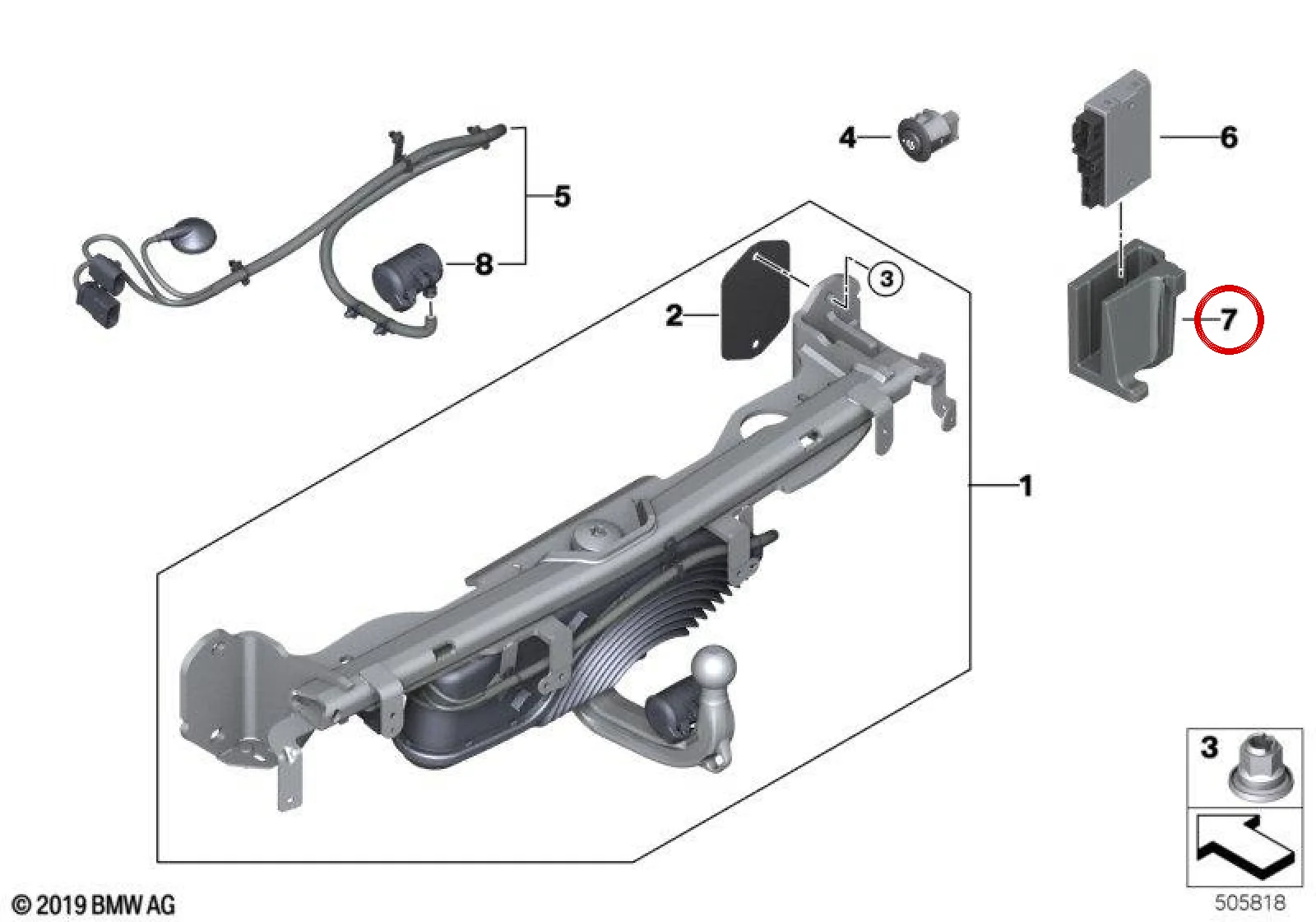 BMW G20 G21 G22 G23 Römork Kontrol Ünitesi Braketi 71606887792