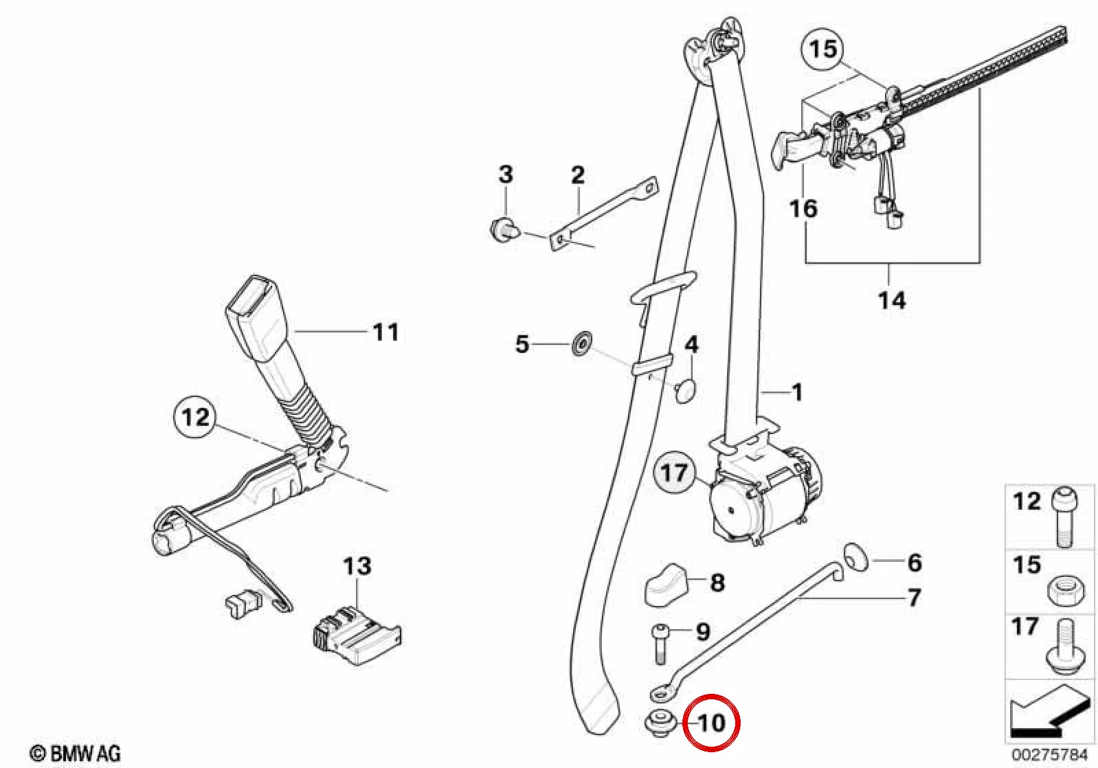 BMW E81 E82 E88 E90… Emniyet Kemeri Ankraj Parçası 72117113612