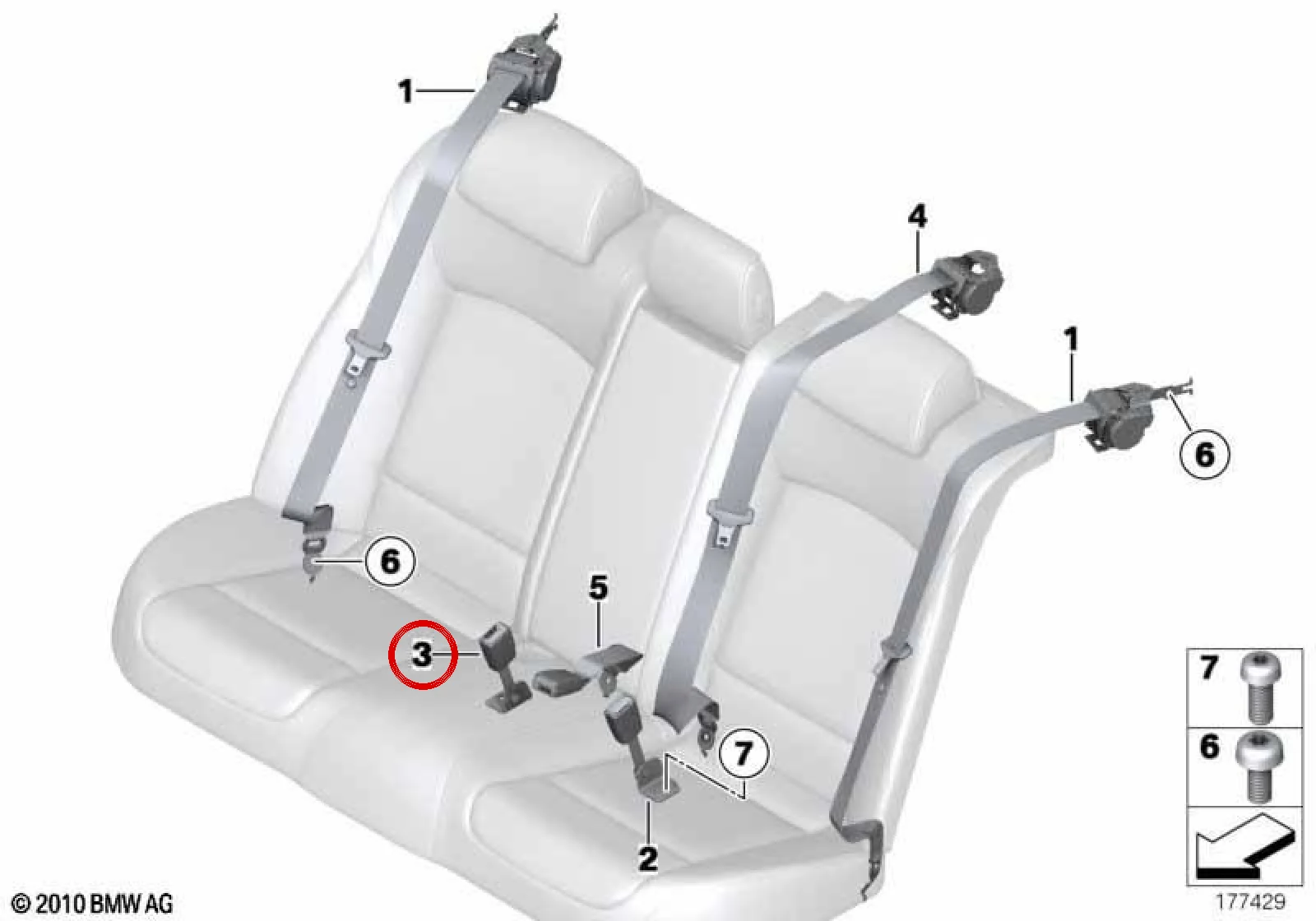 BMW 7 Serisi F01 F02 F04 Arka Alt Emniyet Kemeri 72117220859