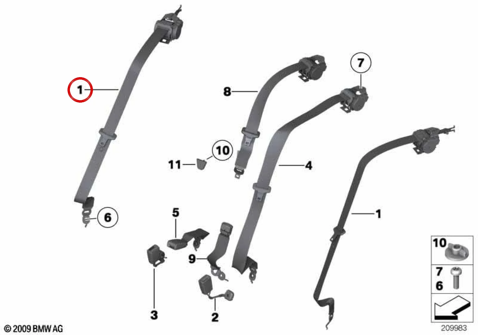 BMW 6 Serisi F06 Arka Emniyet Kemeri Fildişi 72117289351