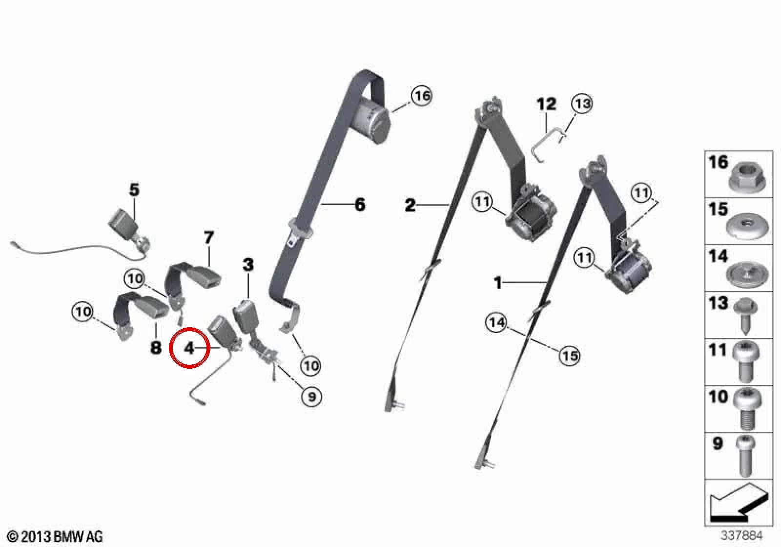 BMW X5 F15 F85 Arka Sol Emniyet Kemeri 72117321443