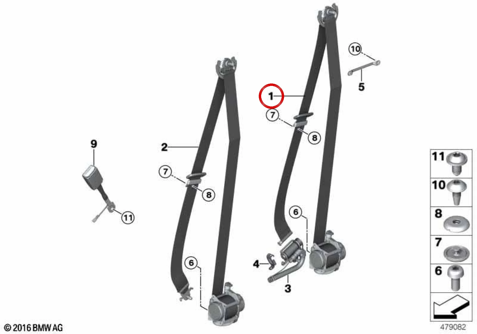 BMW F15 F16 Ön Sağ Emniyet Kemeri 72117343628