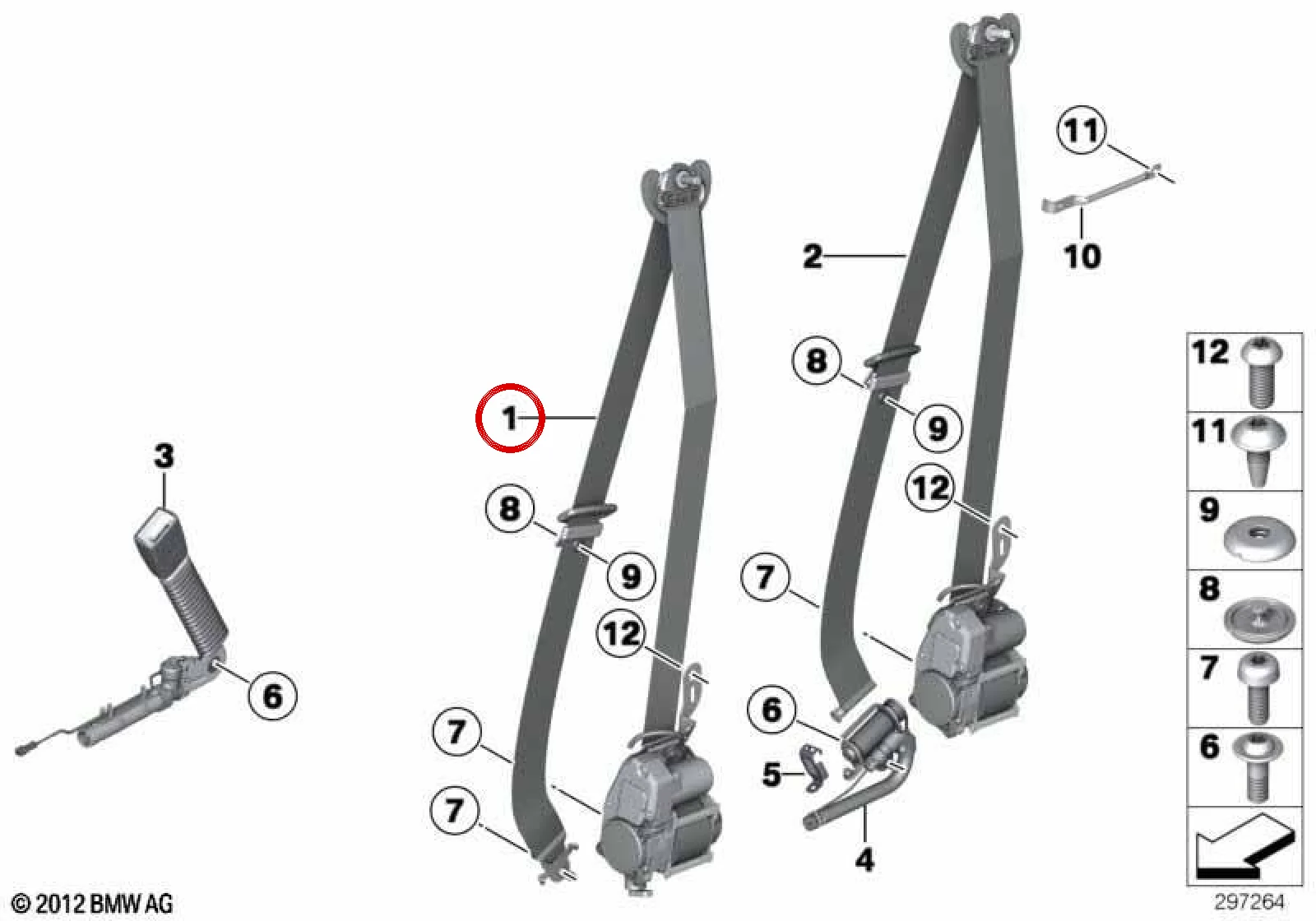 BMW F01 F02 F10 F11 Ön Sağ Emniyet Kemeri Siyah 72117382318