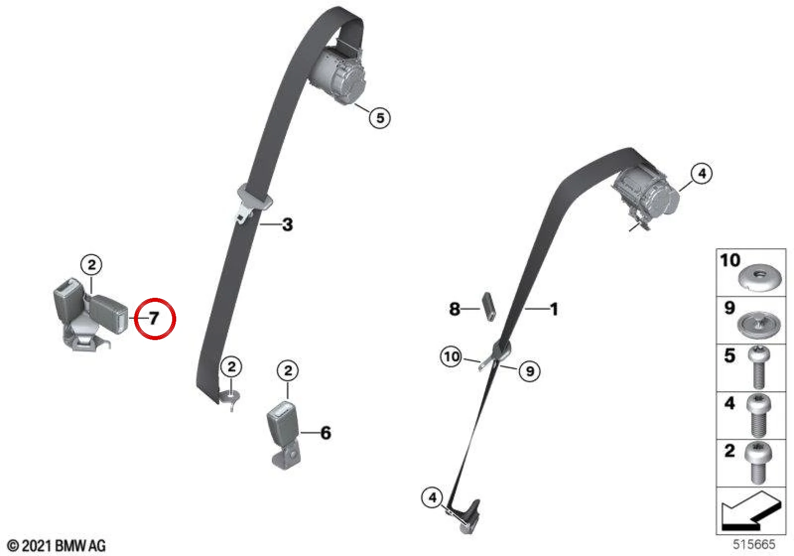 BMW F97 F98 G01 G02 Arka Sağ Emniyet Kemeri 72117414284