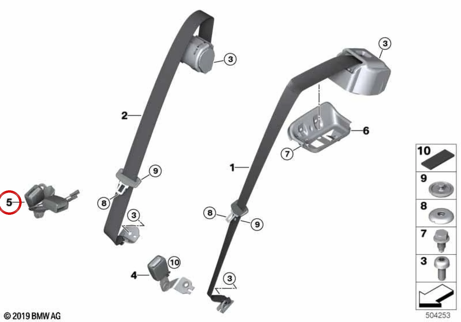 BMW F40 F44 Arka Orta Koltuk Emniyet Kemeri 72117456284