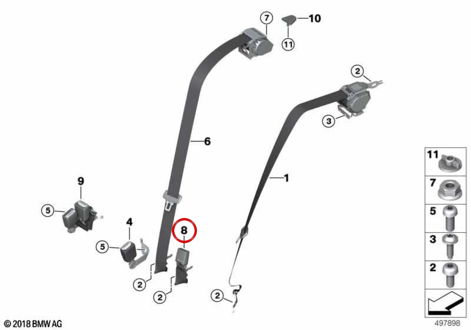 BMW 3 Serisi G20 Emniyet Kemeri Kilidi Canberra Bej 72117496282