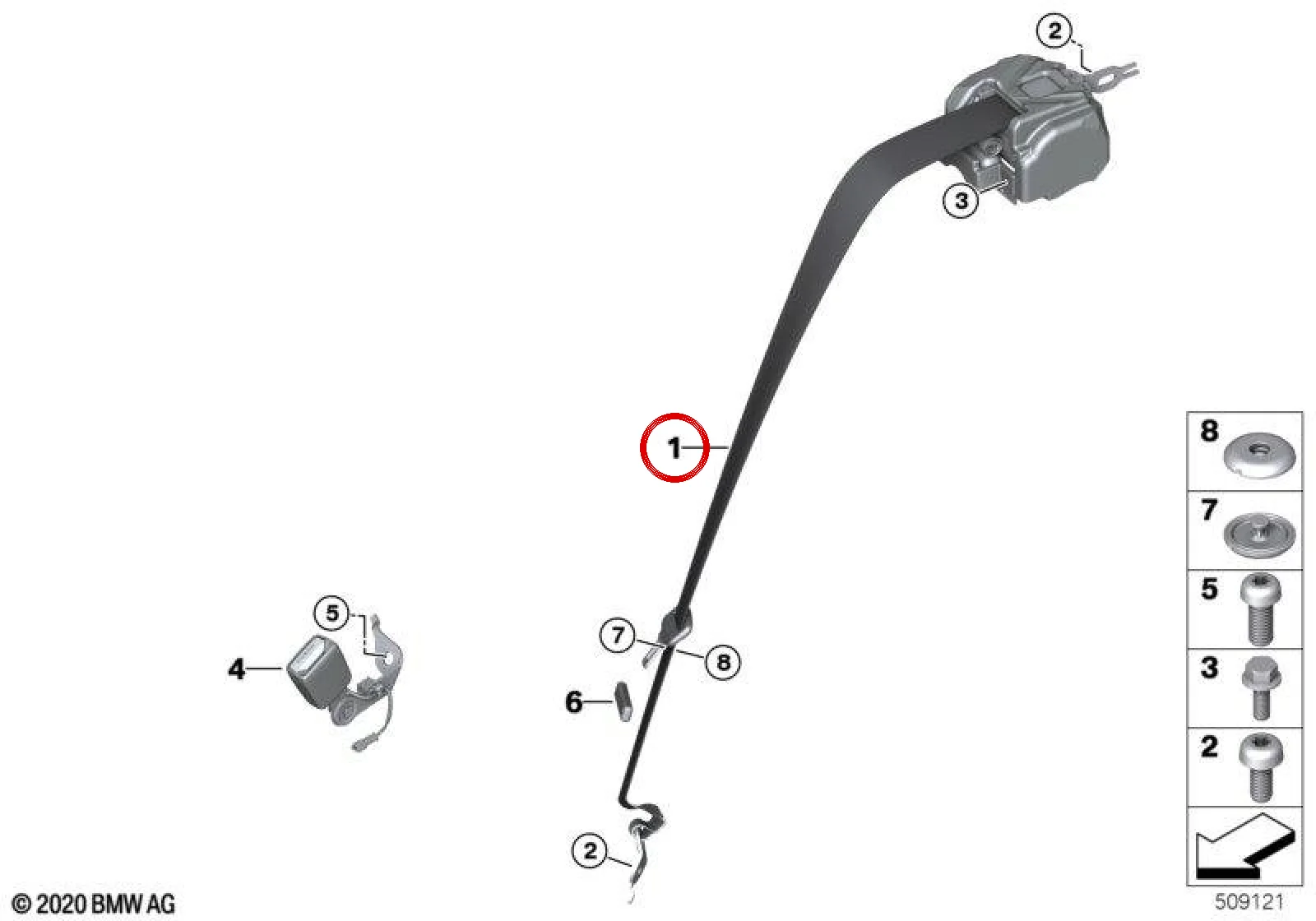 BMW G22 G42 Arka Sağ Koltuk Emniyet Kemeri 72118097754
