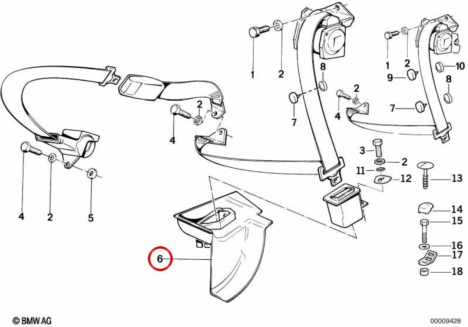 BMW 5 Serisi E34 Sol Emniyet Kemeri Trim Kapağı 72118107595