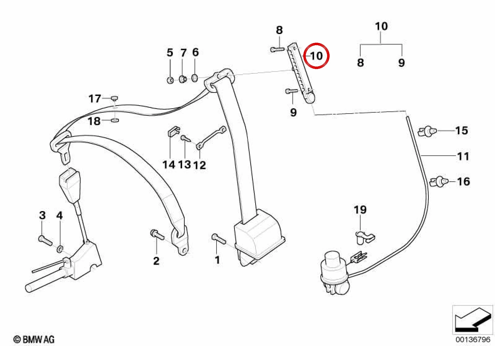 BMW E38 E39 Sağ Emniyet Kemeri Yükseklik Ayarlayıcı 72118125856