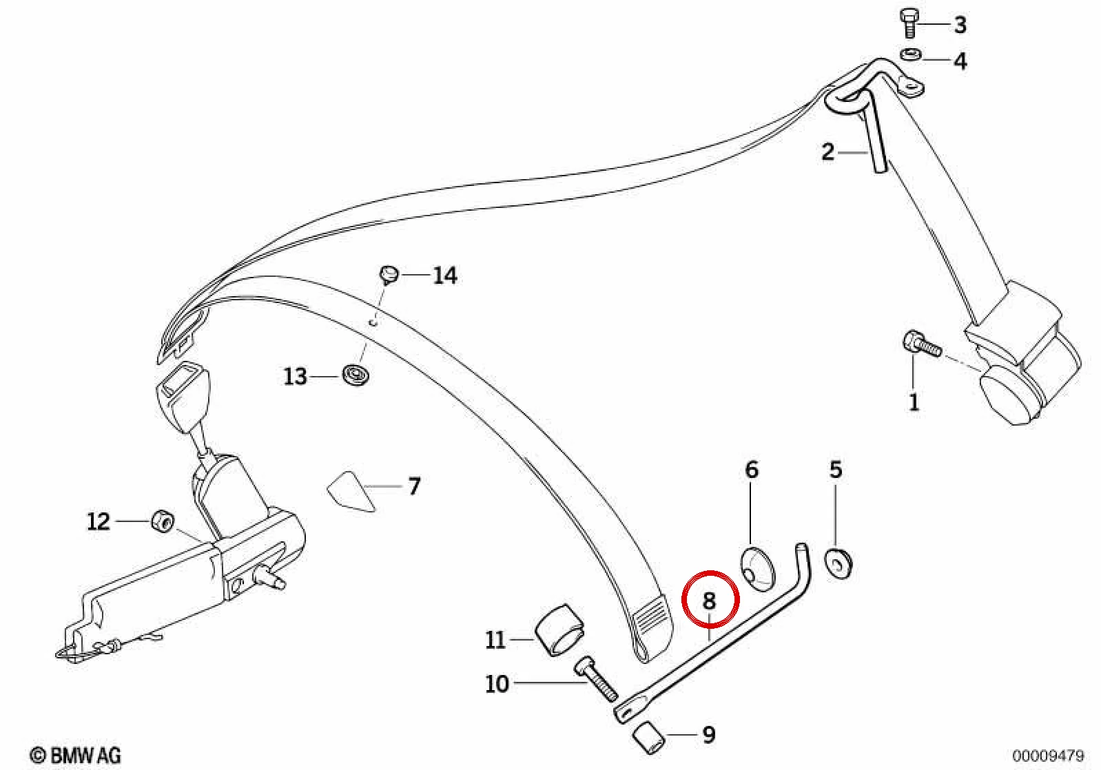 BMW 3 Serisi E36 Sol Emniyet Kemeri Braketi 72118132645