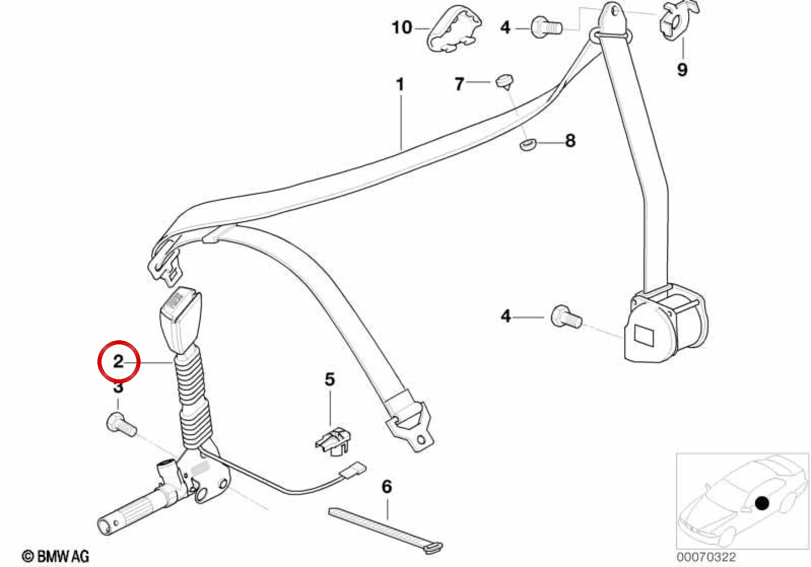 BMW 3 Serisi E36 Sağ Gergili Alt Kemer 72118221014