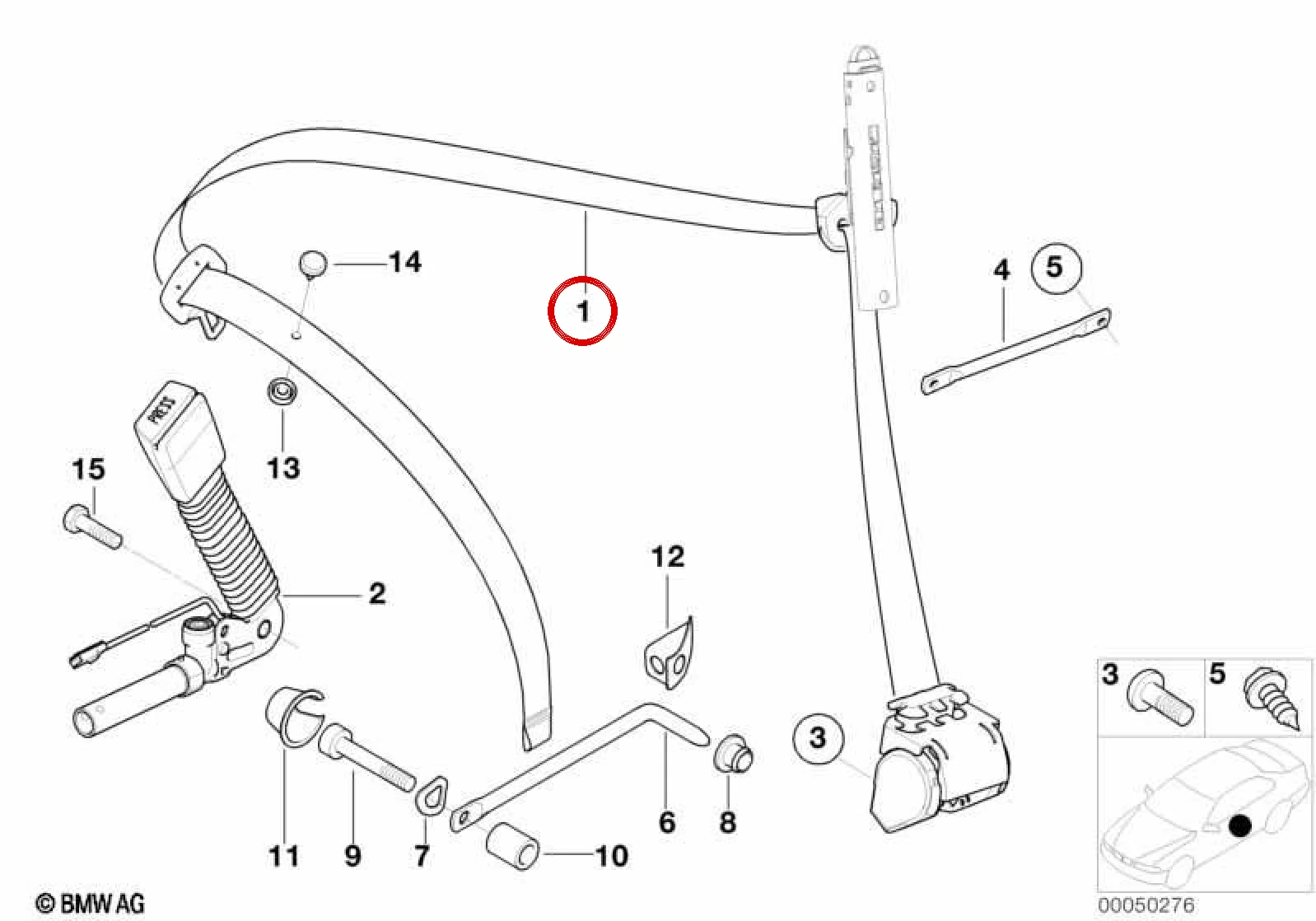 BMW 3 Serisi E46 Ön Sağ Uzun Tip Emniyet Kemeri 72118243766
