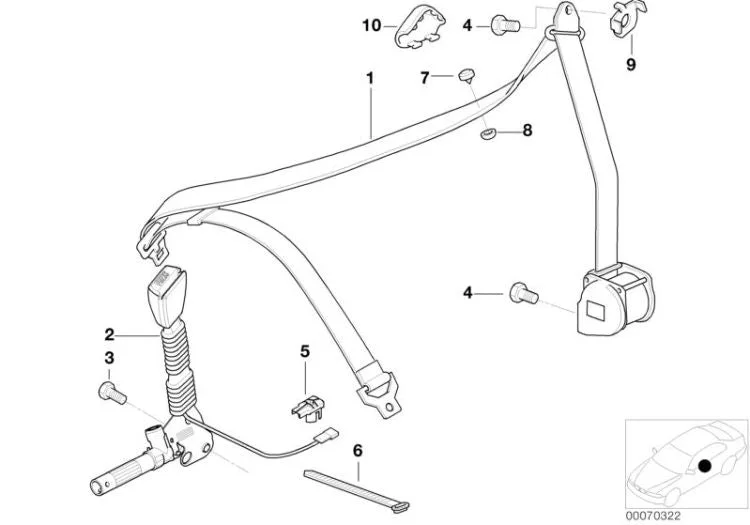 BMW 3 Serisi E36 Ön Sağ Emniyet Kemeri Ayarsız 72118398552