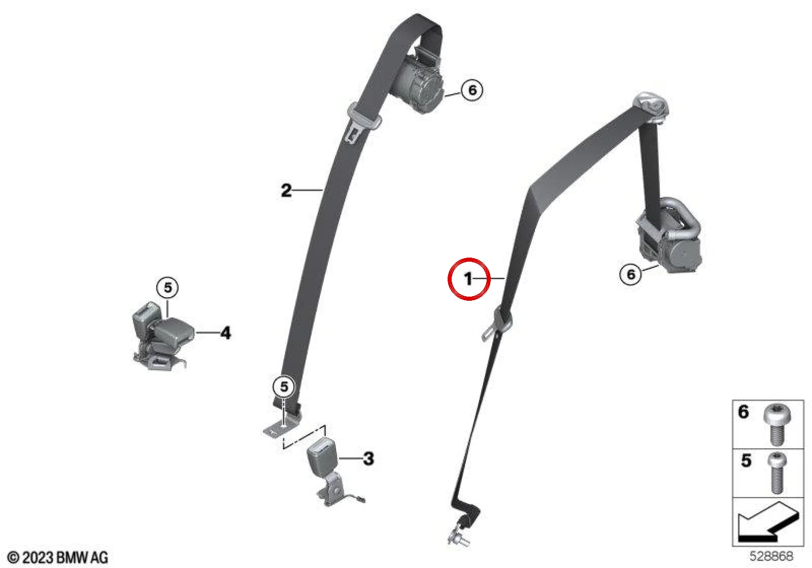 BMW X6 G06 Arka Sol Emniyet Kemeri Fildişi 72118495453