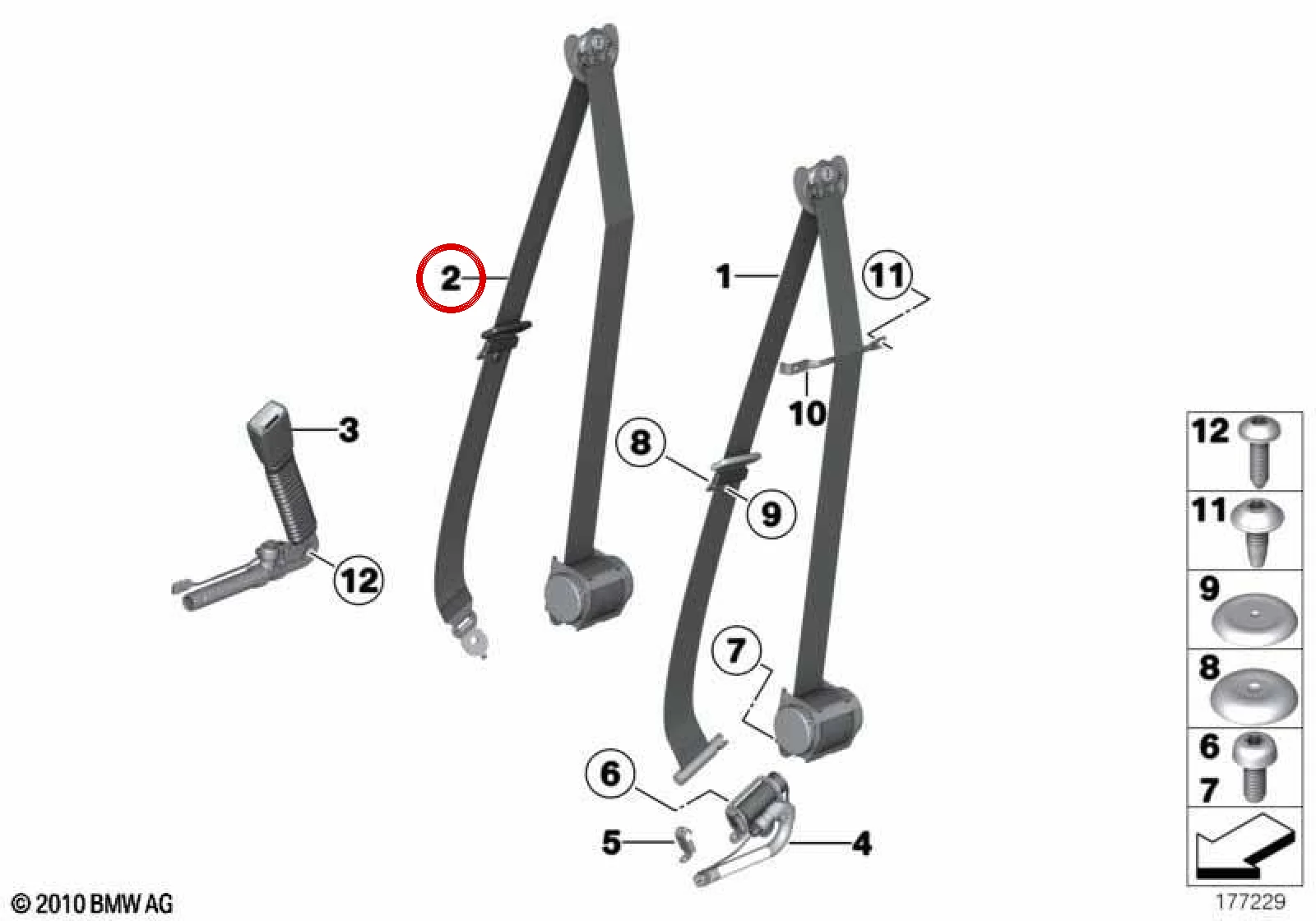 BMW 7 Serisi F01 F02 F04 Ön Sol Emniyet Kemeri Oyster 72119164503