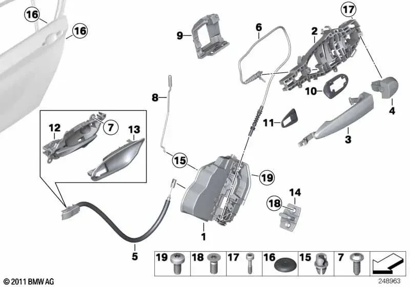 BMW 1 Serisi F20 Arka Kapı Dış Kilit Teli 51227242566