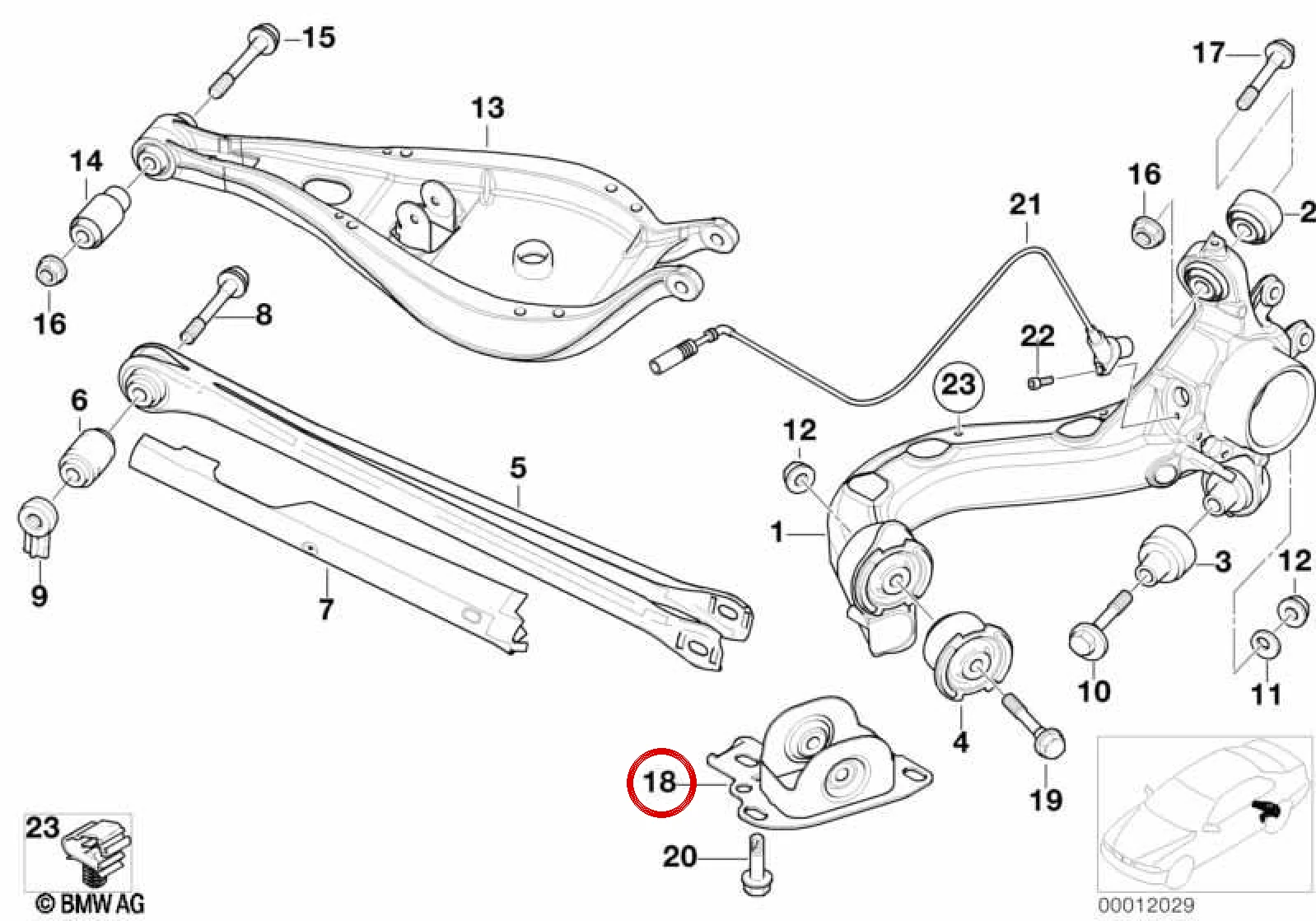 BMW Arka Salıncak Askı Yuvası Sol 33303411877