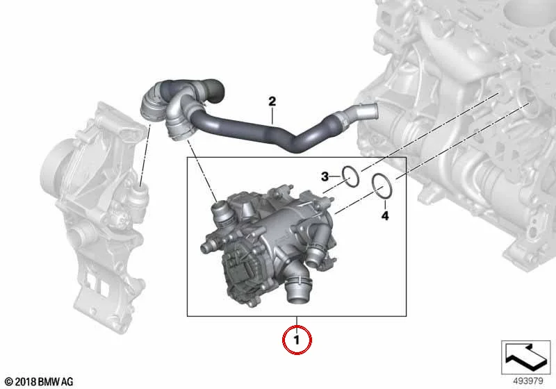 BMW F39 F40 F44 F45… B38 B46 B48 Termostat 11538631943