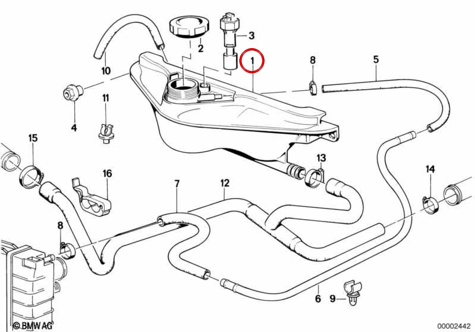 BMW E32 E34 M21 M30 M51… Yedek Su Deposu 17111719110