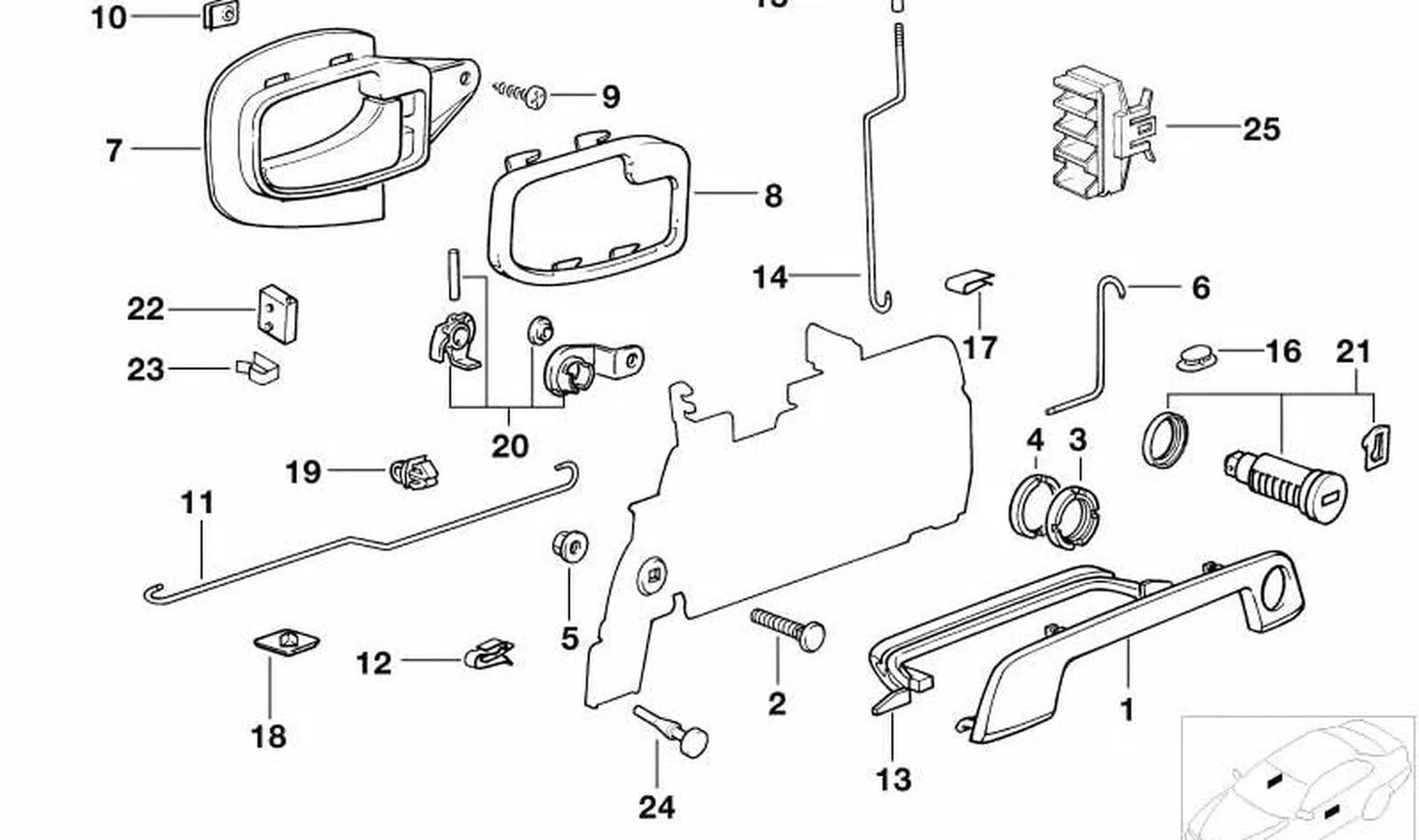 BMW E34 E36 Ön Dış Kapı Kol Çerç. Sol 51218122441