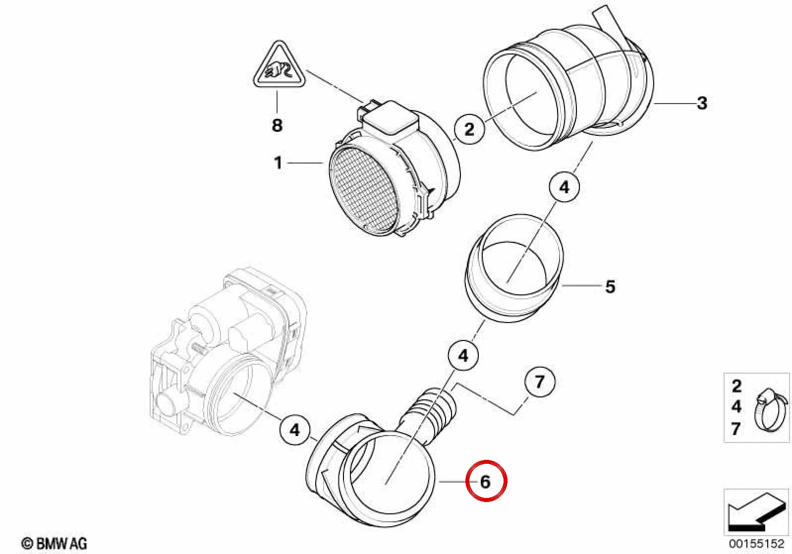 BMW E36 E38 E39 E46 M52 M54 Akışmetre Körüğü 13541435627